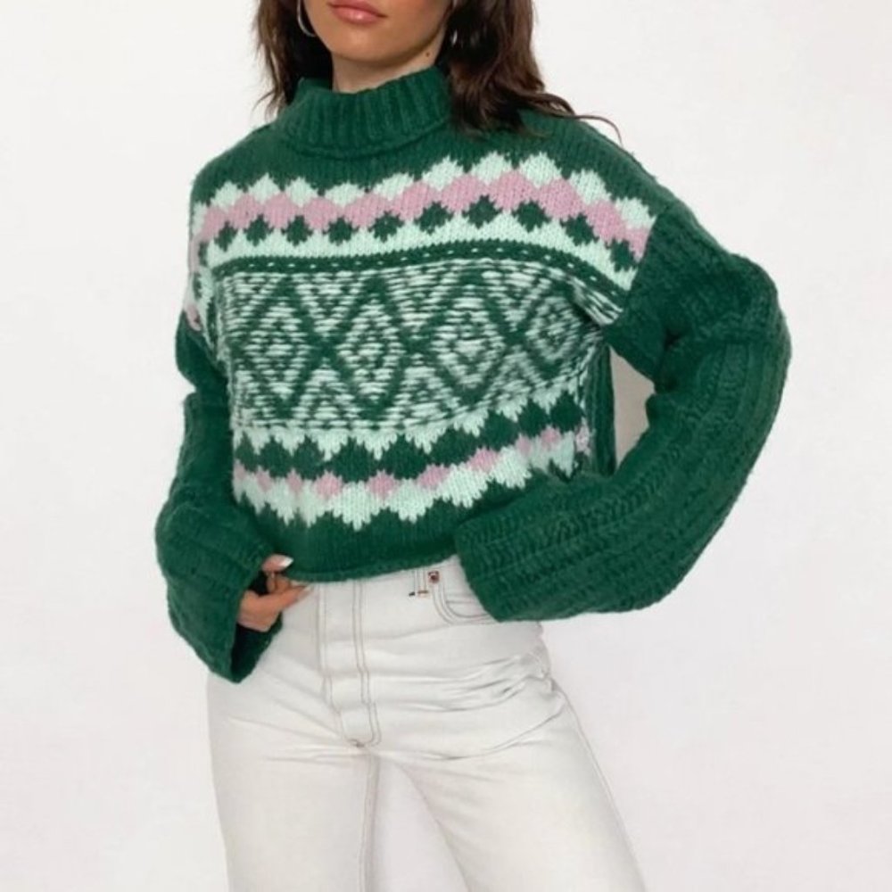 Free People Alpine Pullover Sweater Spearmint Pine